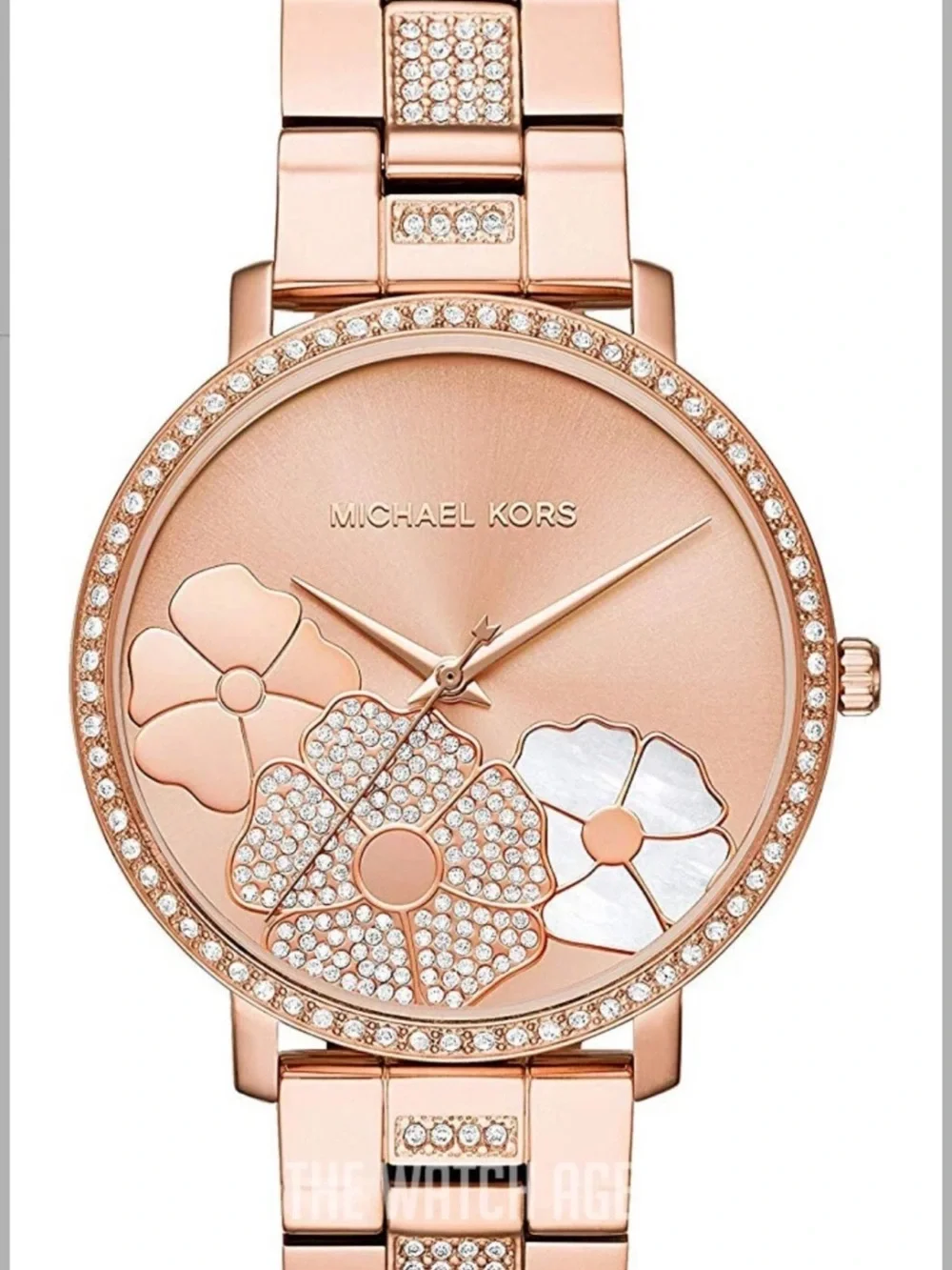 Michael Kors Rose Gold Floral Crystal Bracelet Watch